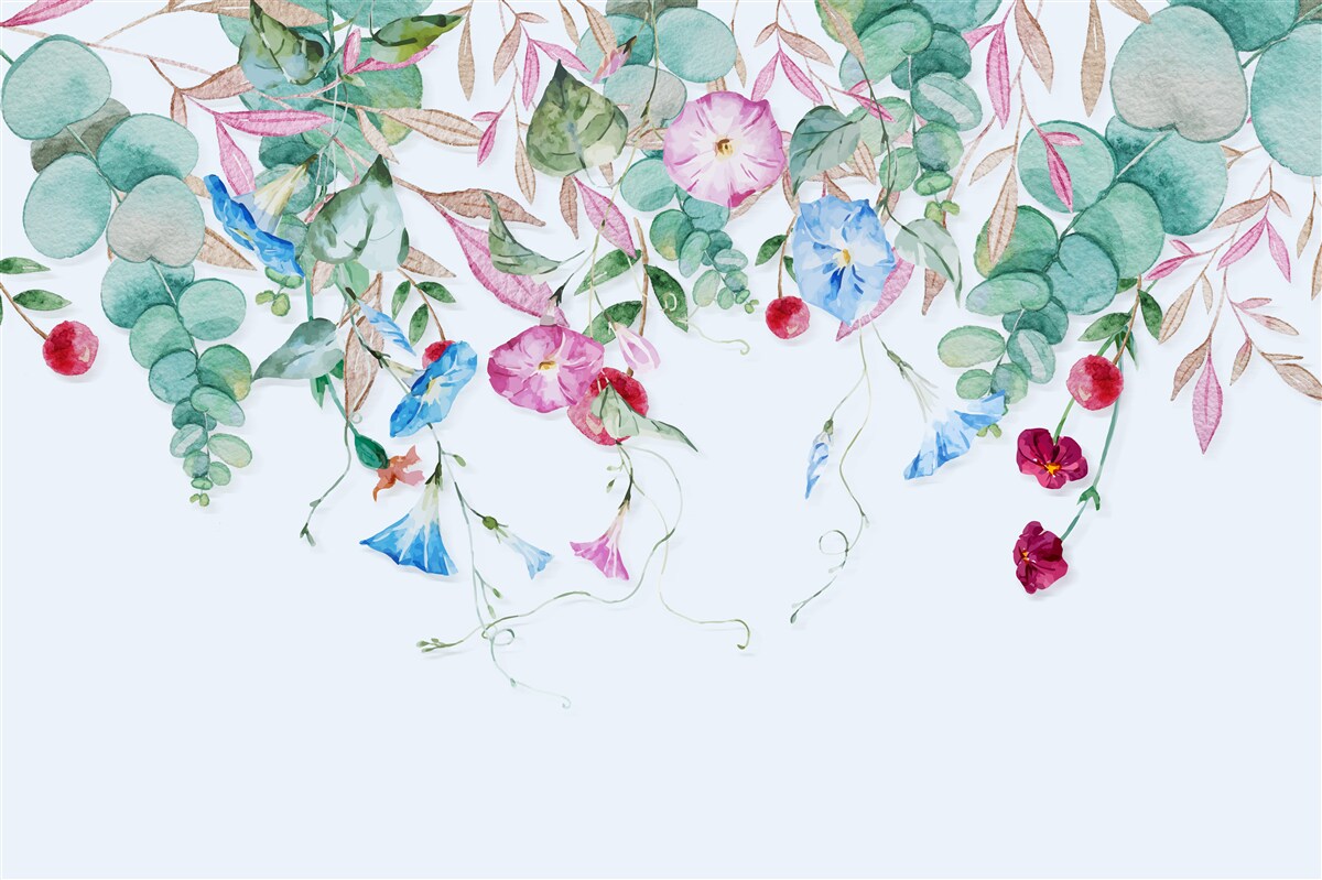 Fototapet combinație parfumată de verdeață și flori