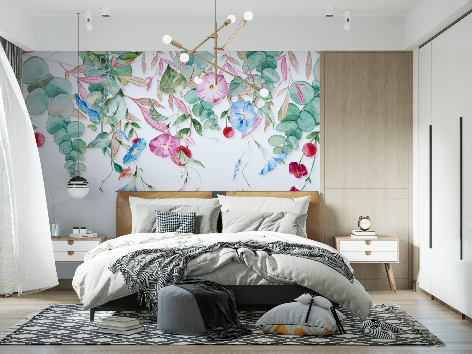 Fototapet combinație parfumată de verdeață și flori