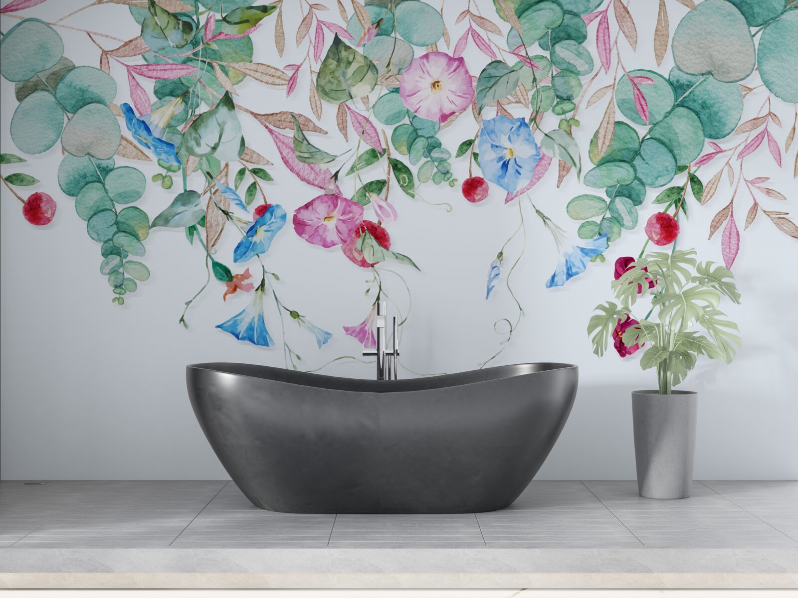 Fototapet combinație parfumată de verdeață și flori