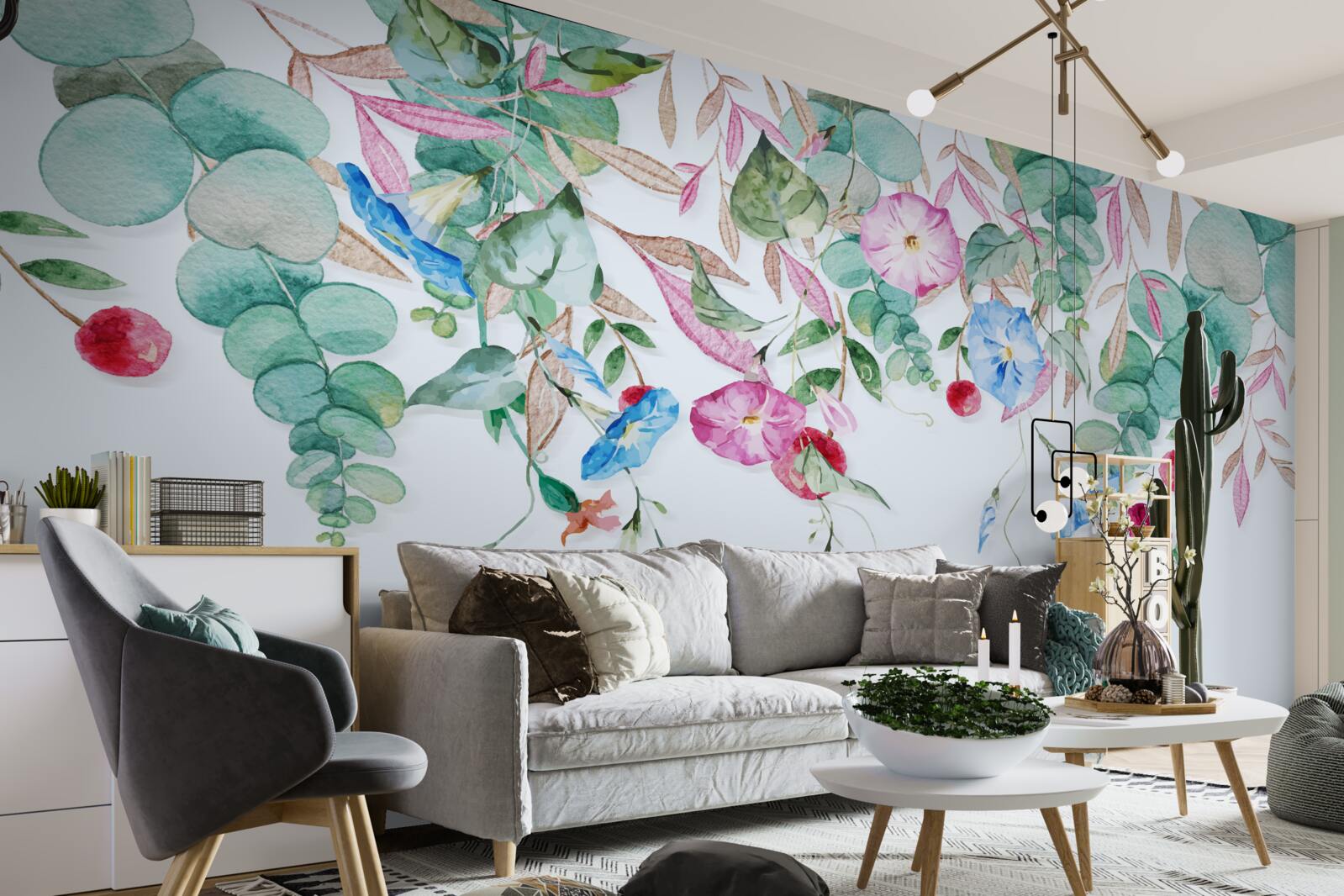 Fototapet combinație parfumată de verdeață și flori