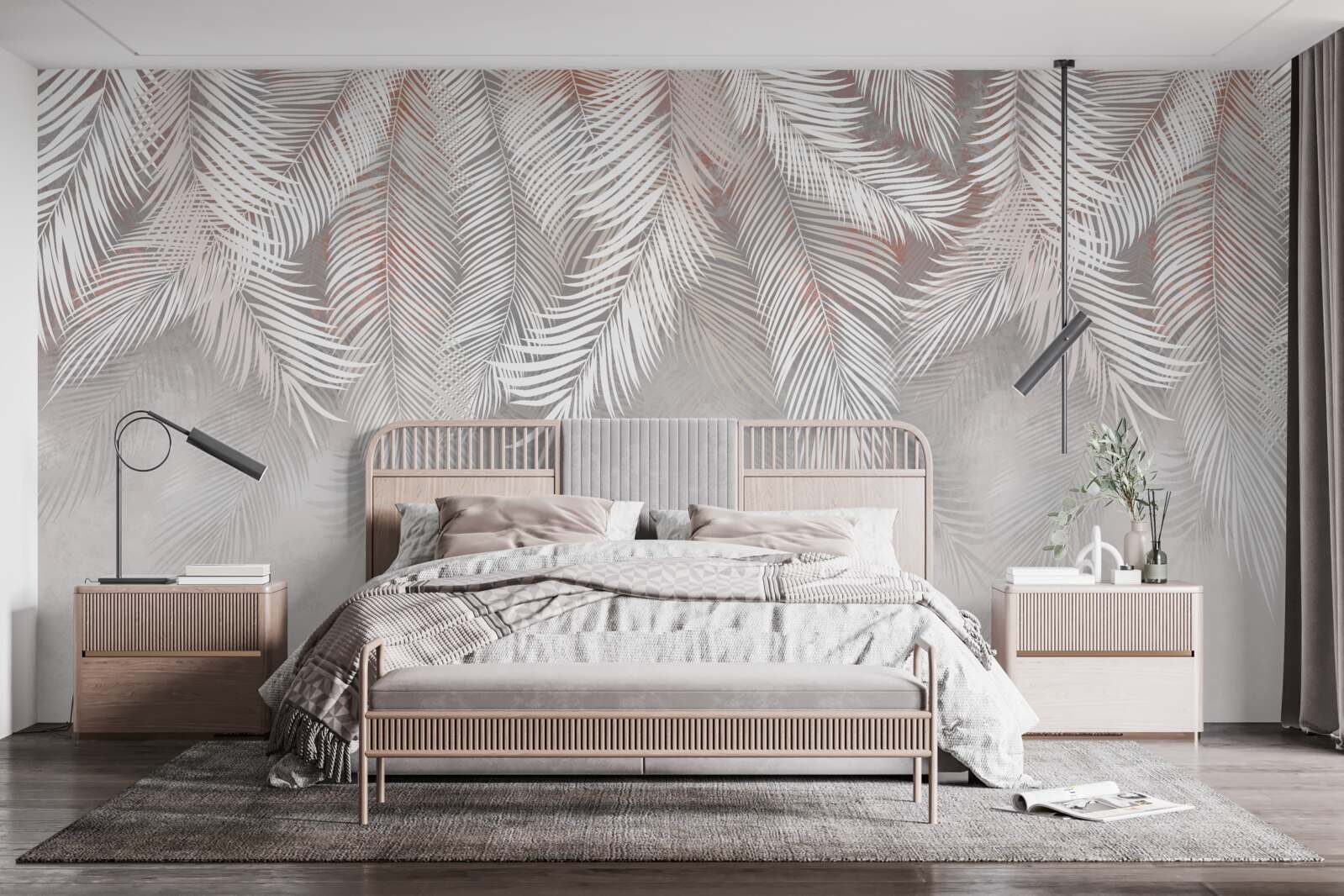 Fototapet ramuri de ferigă gri deschis