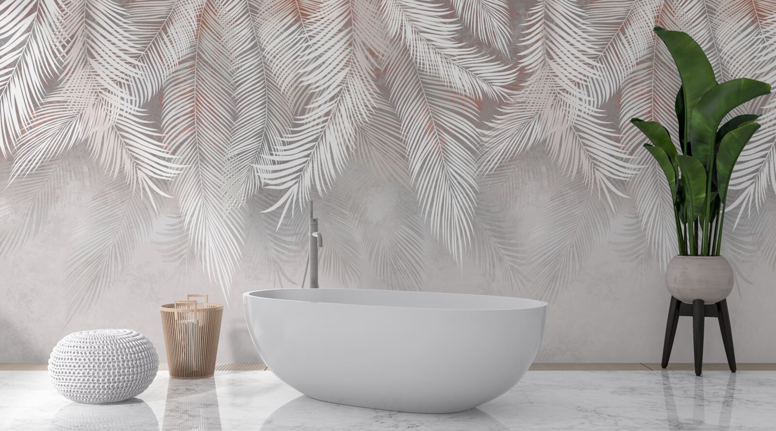 Fototapet ramuri de ferigă gri deschis