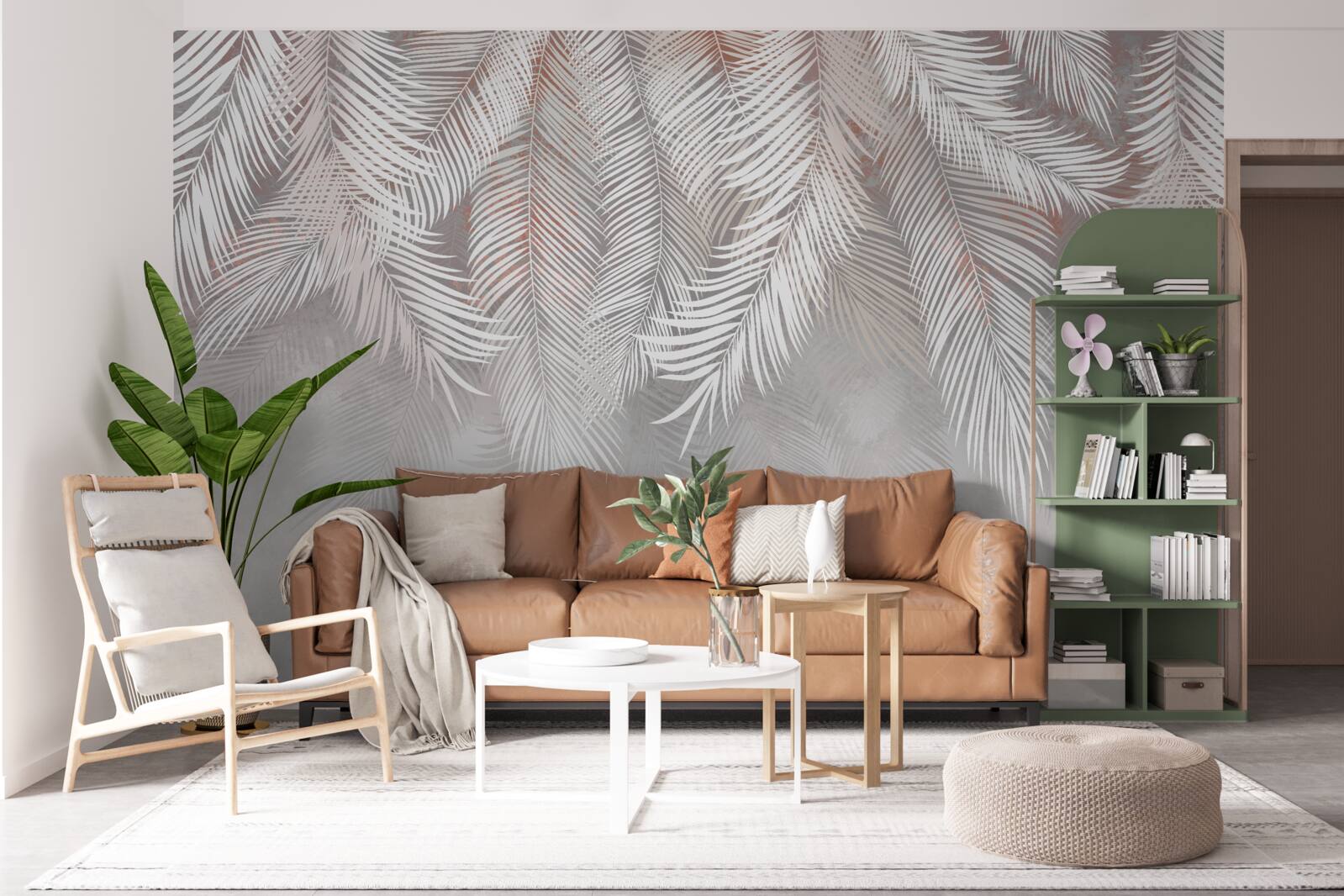 Fototapet ramuri de ferigă gri deschis