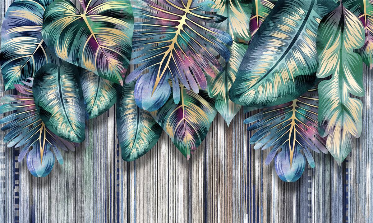 Fototapet frunzele tropicale în culori vii sunt întoarse cu susul în jos