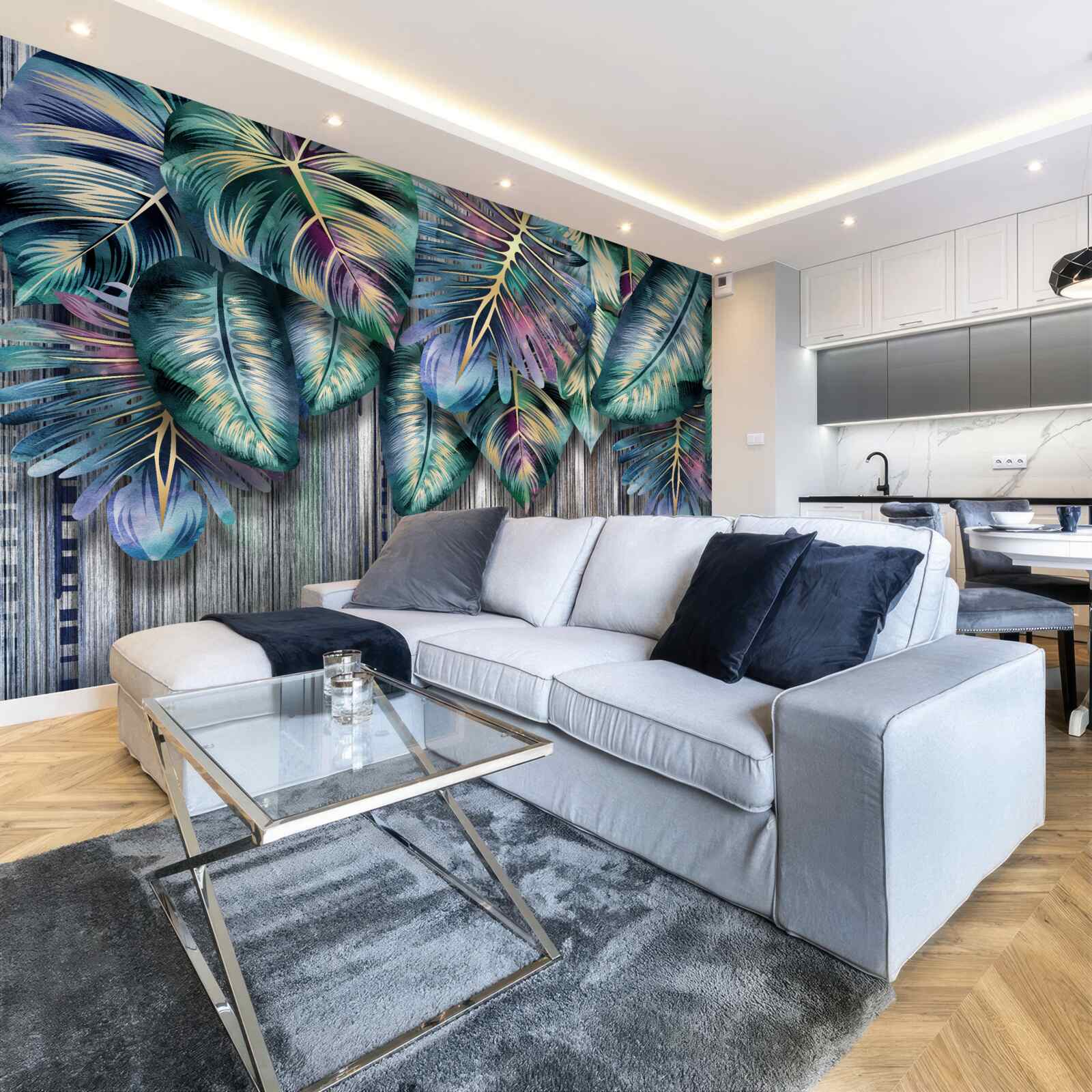 Fototapet frunzele tropicale în culori vii sunt întoarse cu susul în jos