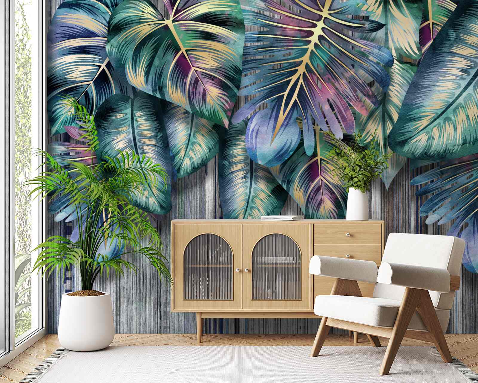 Fototapet frunzele tropicale în culori vii sunt întoarse cu susul în jos