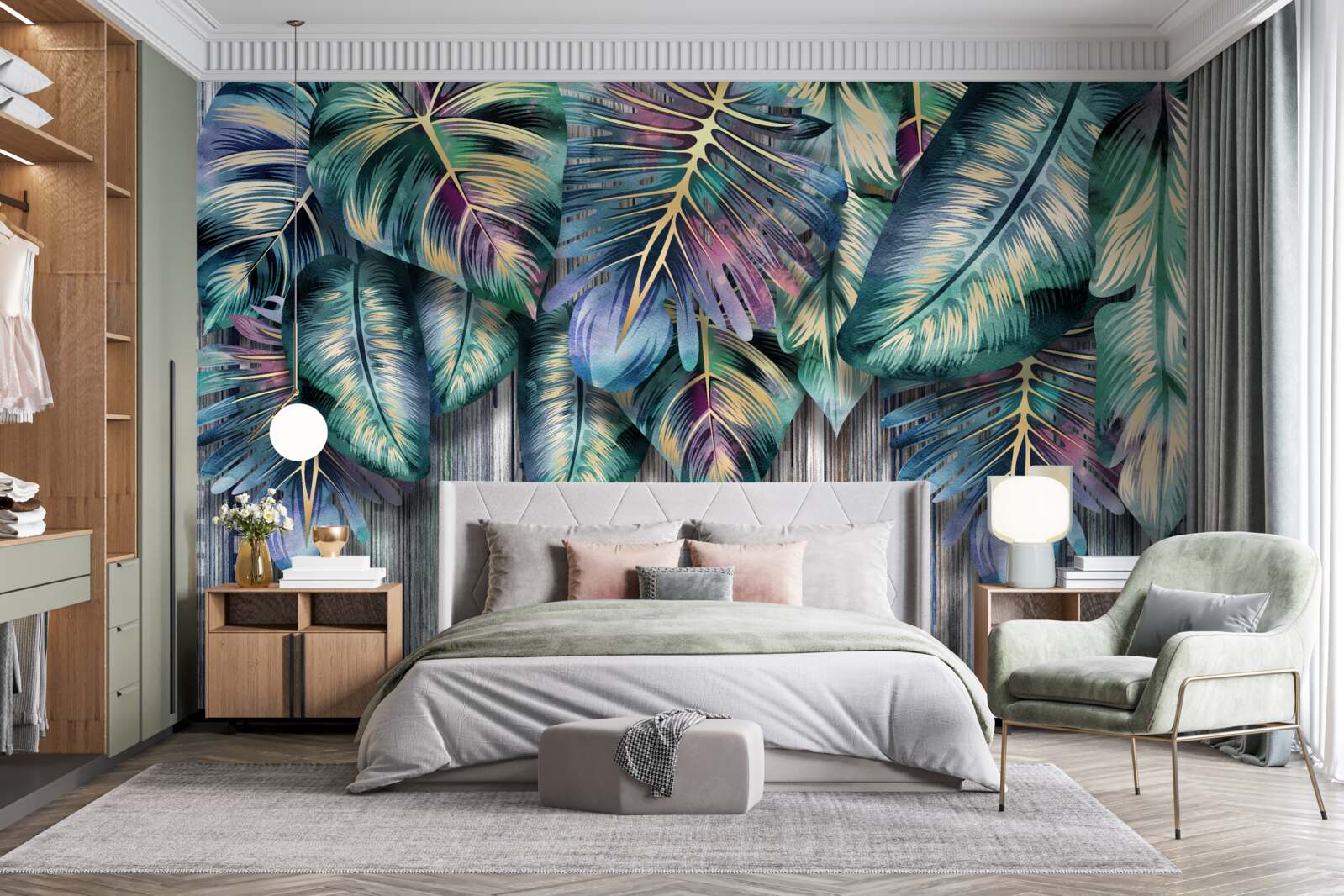 Fototapet frunzele tropicale în culori vii sunt întoarse cu susul în jos