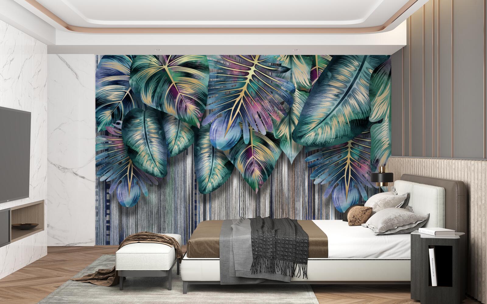 Fototapet frunzele tropicale în culori vii sunt întoarse cu susul în jos