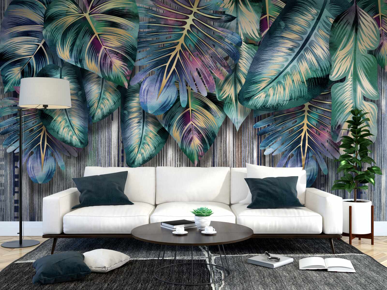 Fototapet frunzele tropicale în culori vii sunt întoarse cu susul în jos