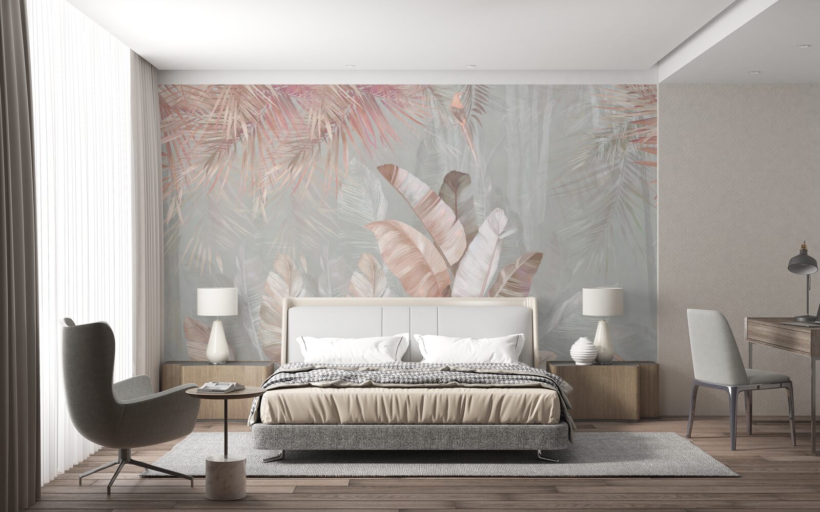 Fototapet ceața învăluie frunzele tropicelor într-o nuanță maro deschis