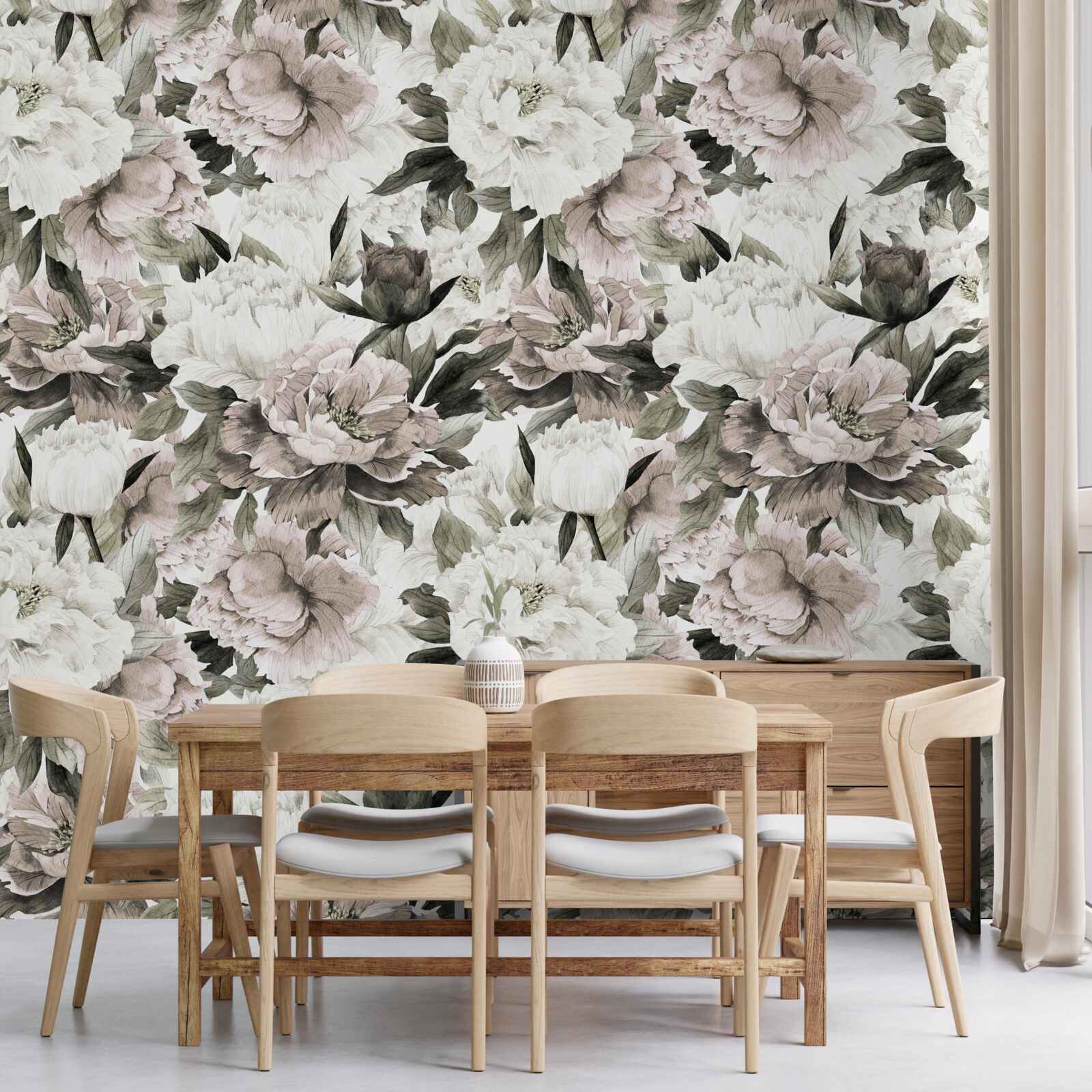 Fototapet muguri de lumină într-o compoziție de flori