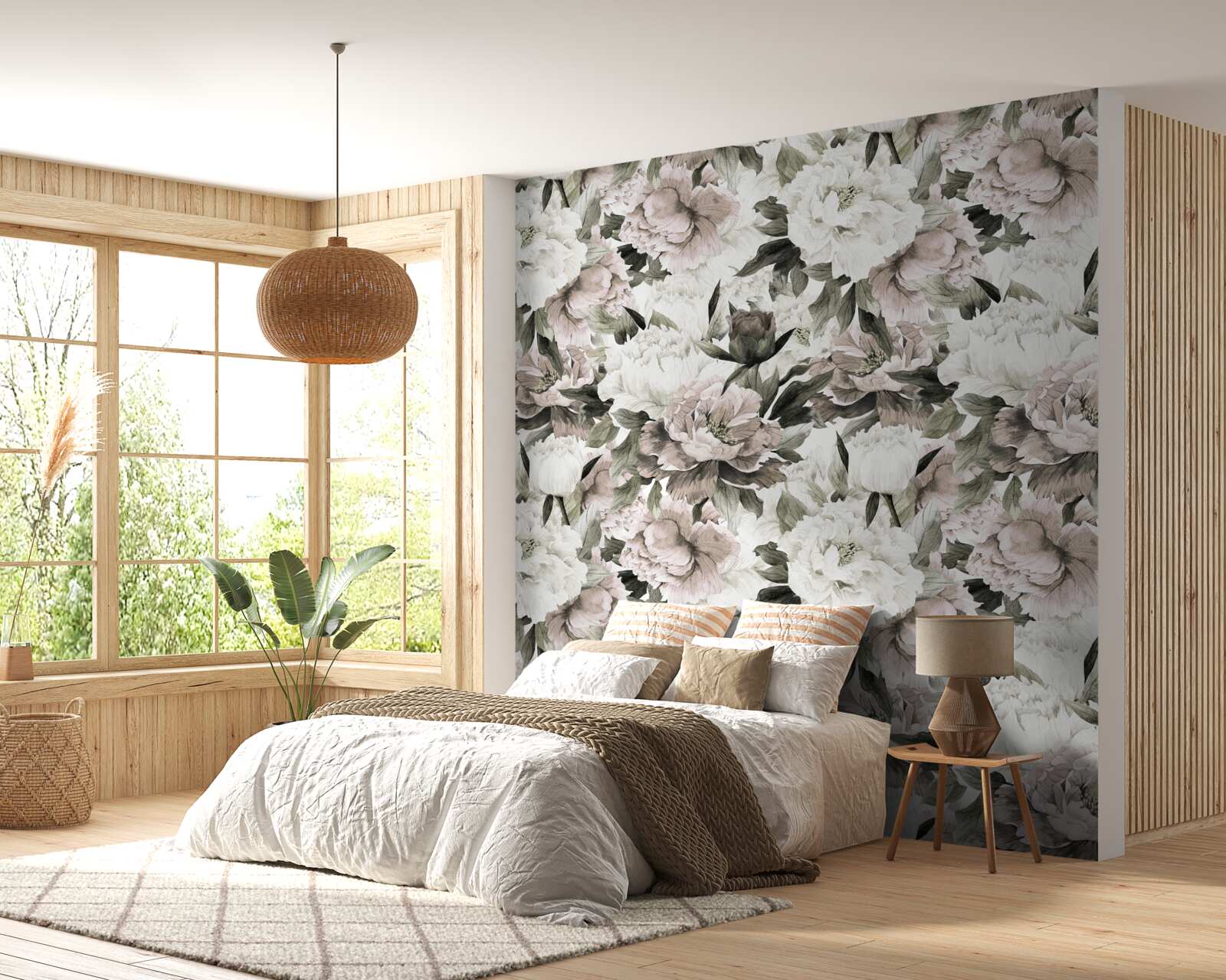 Fototapet muguri de lumină într-o compoziție de flori