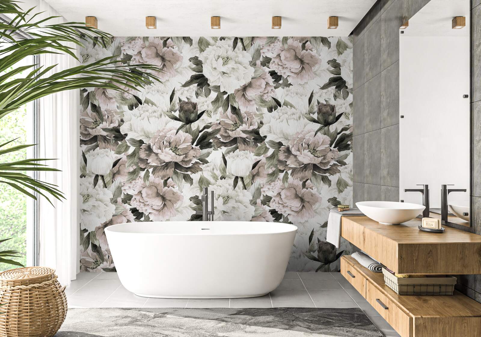 Fototapet muguri de lumină într-o compoziție de flori