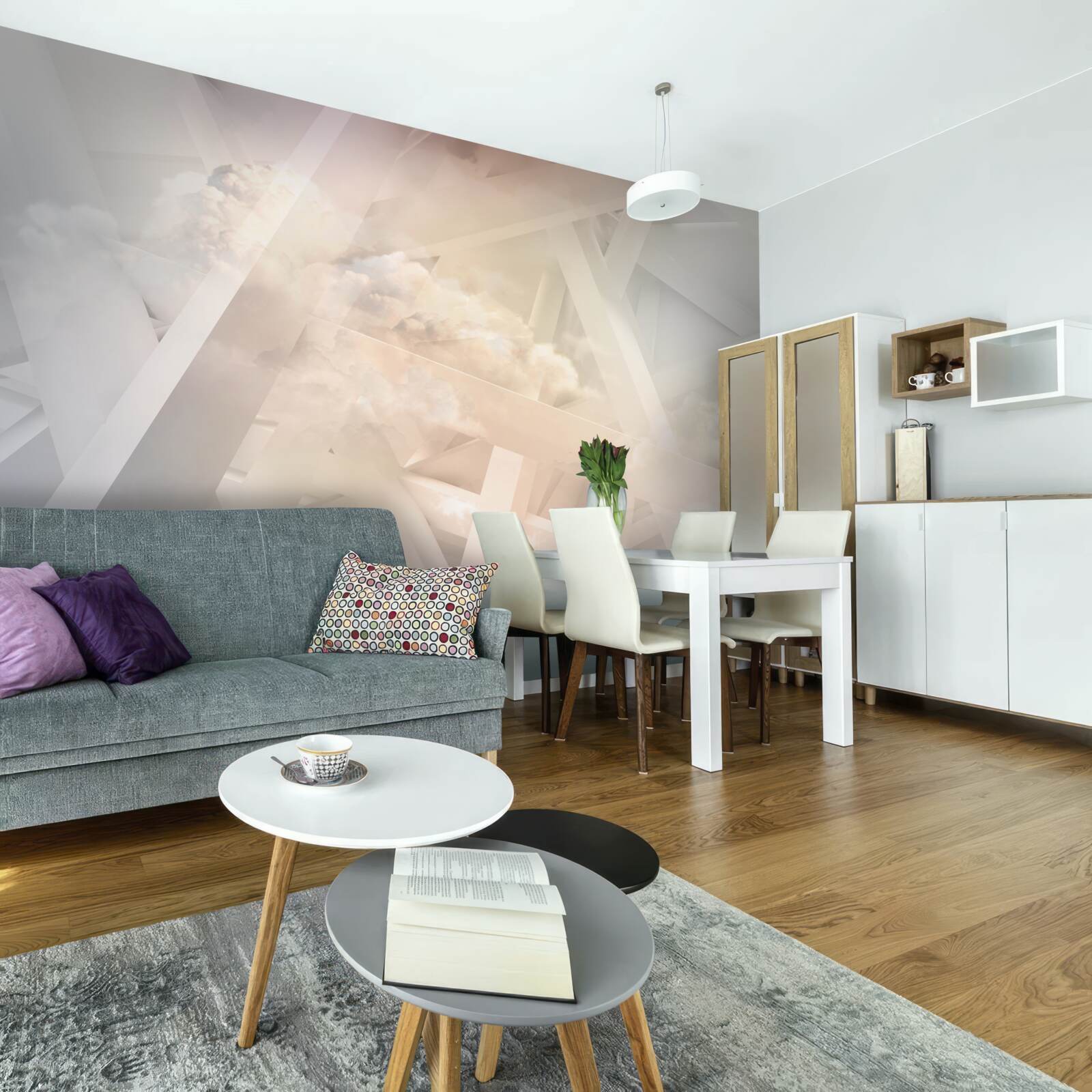 Fototapet forme abstracte de lumină și nori de lumină