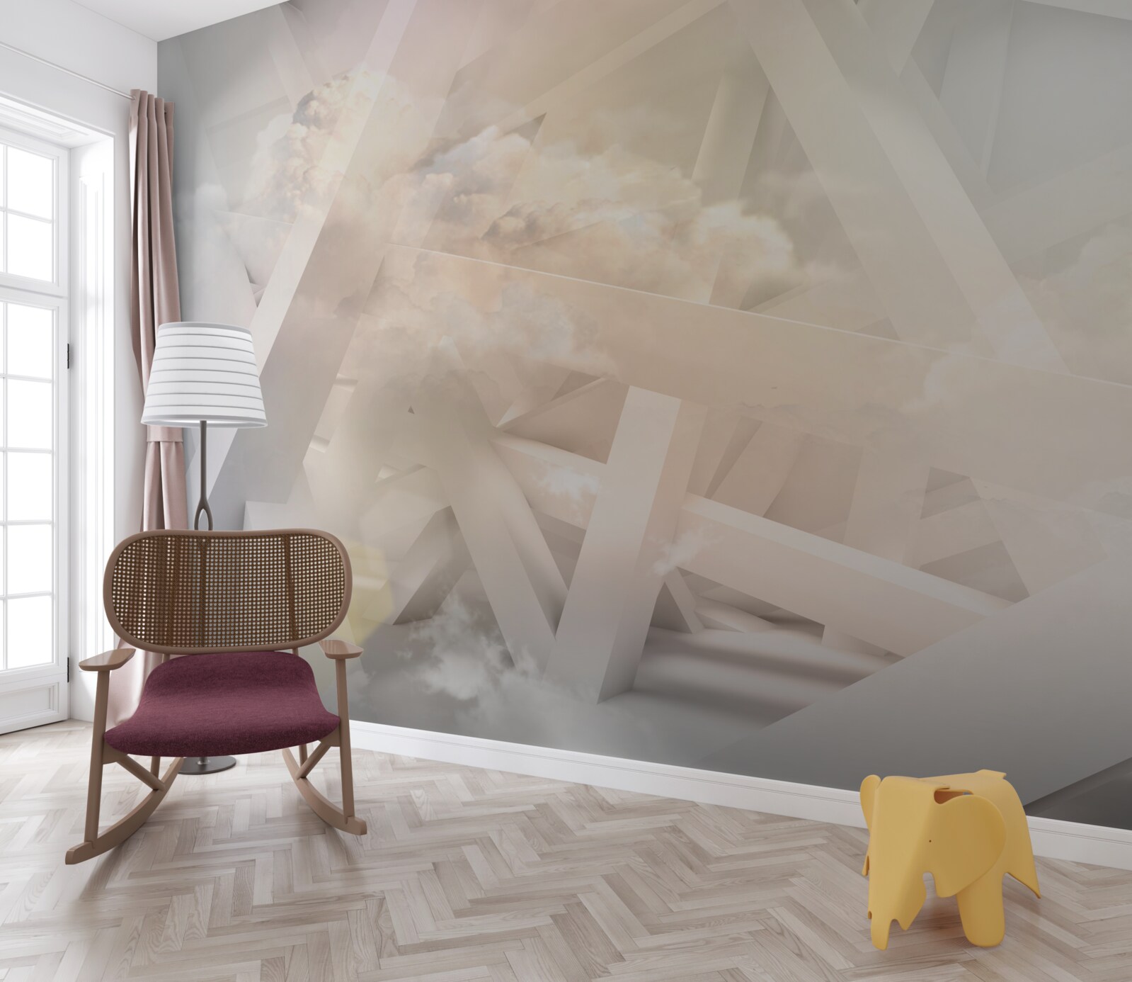 Fototapet forme abstracte de lumină și nori de lumină