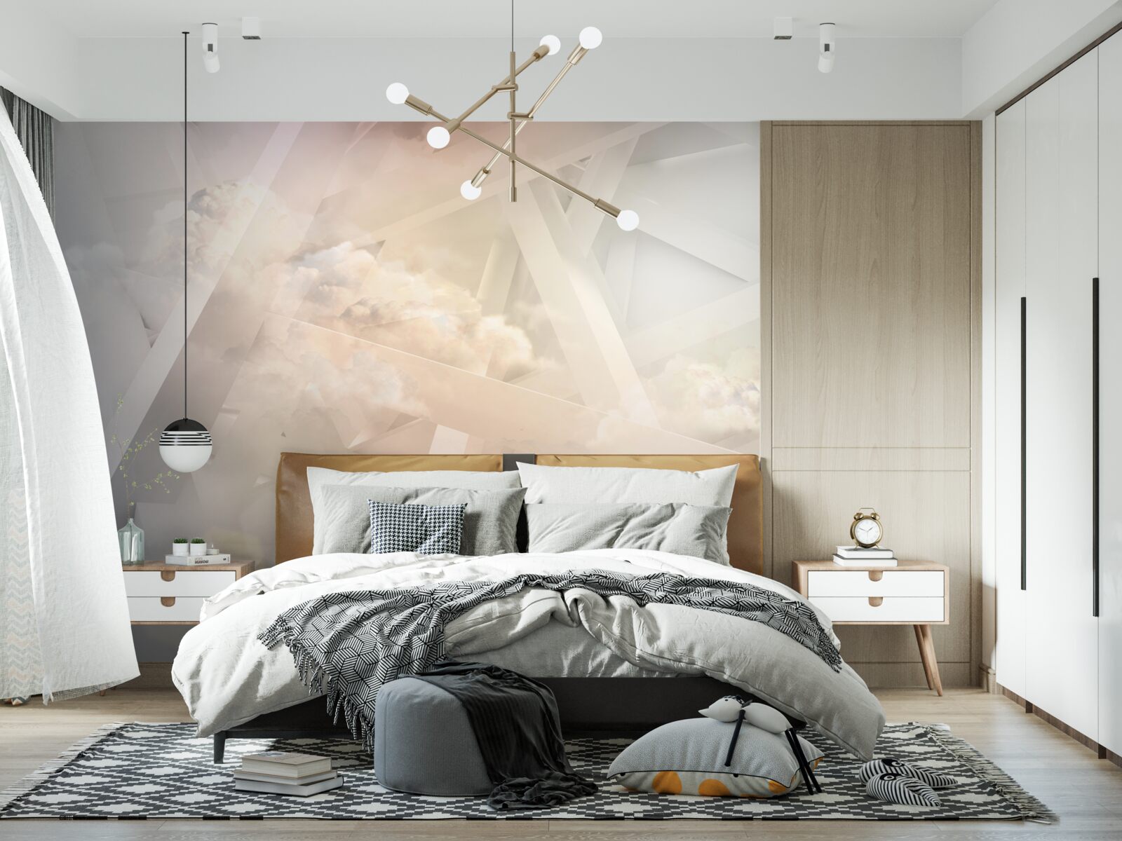 Fototapet forme abstracte de lumină și nori de lumină