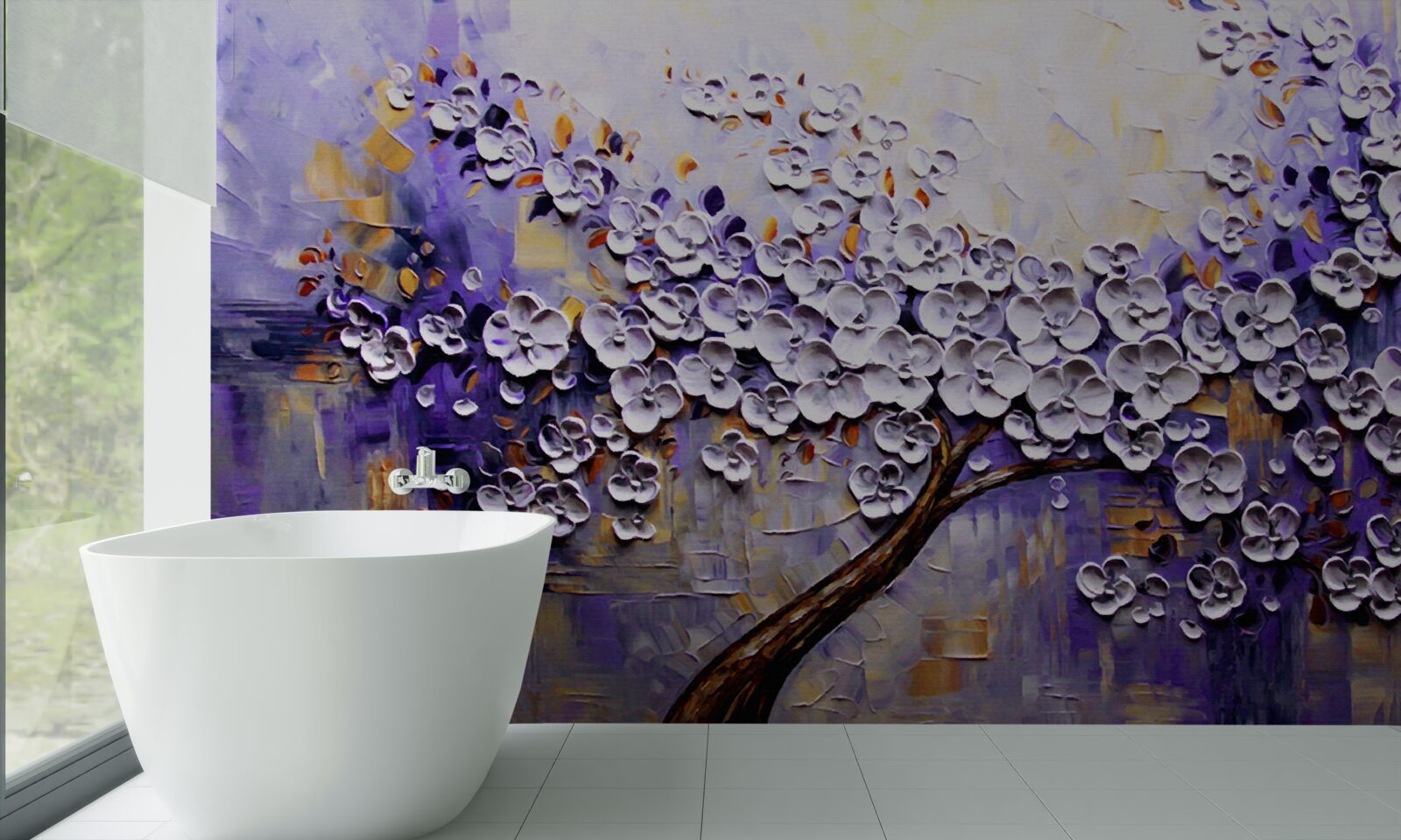 Fototapet flori ușoare și luminoase înfloresc pe copac