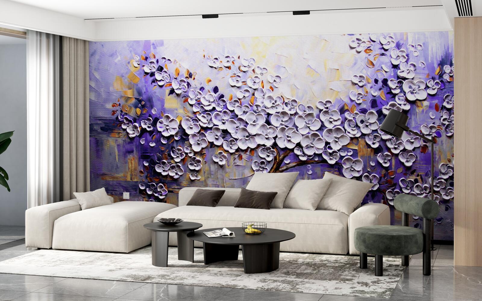 Fototapet flori ușoare și luminoase înfloresc pe copac