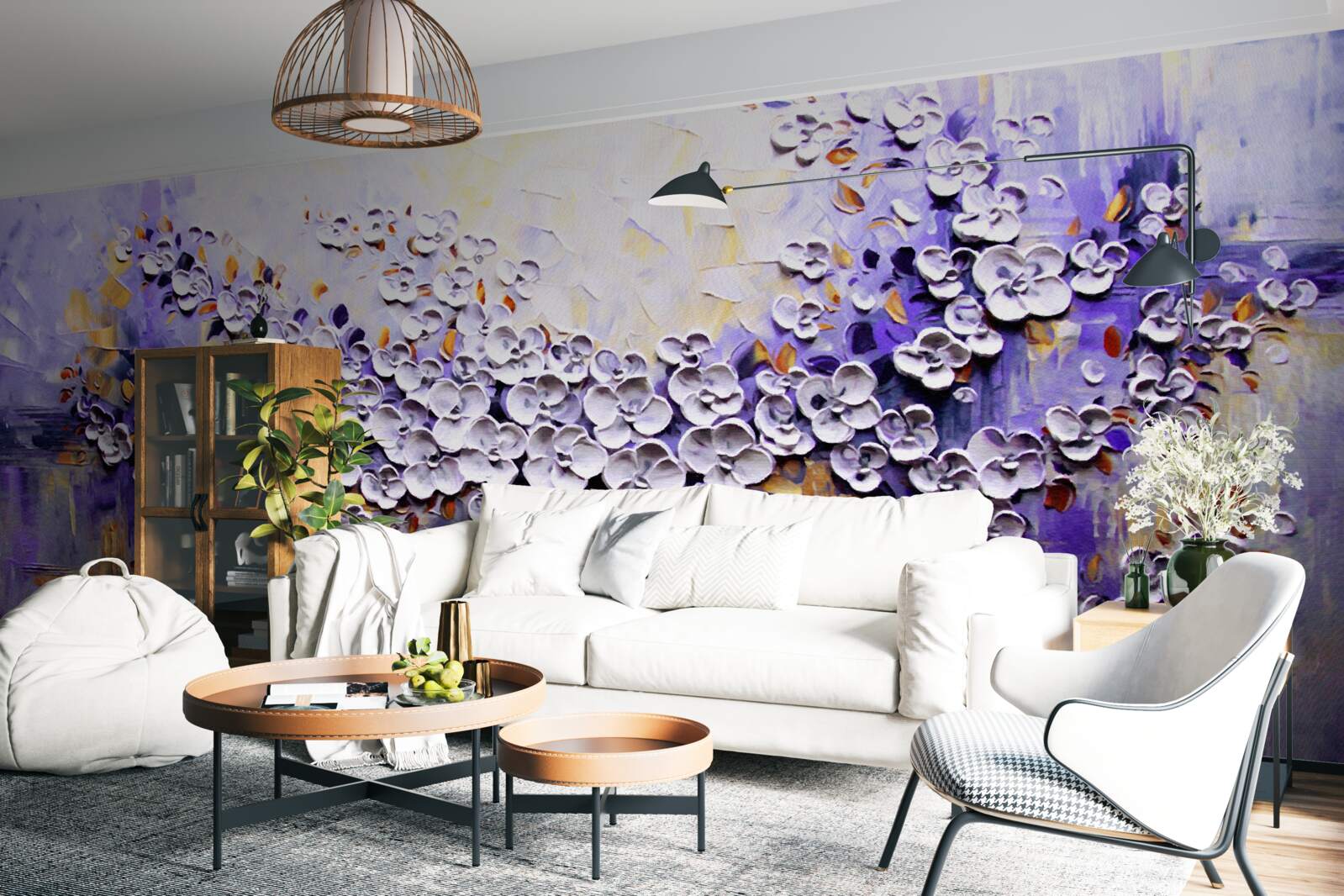 Fototapet flori ușoare și luminoase înfloresc pe copac