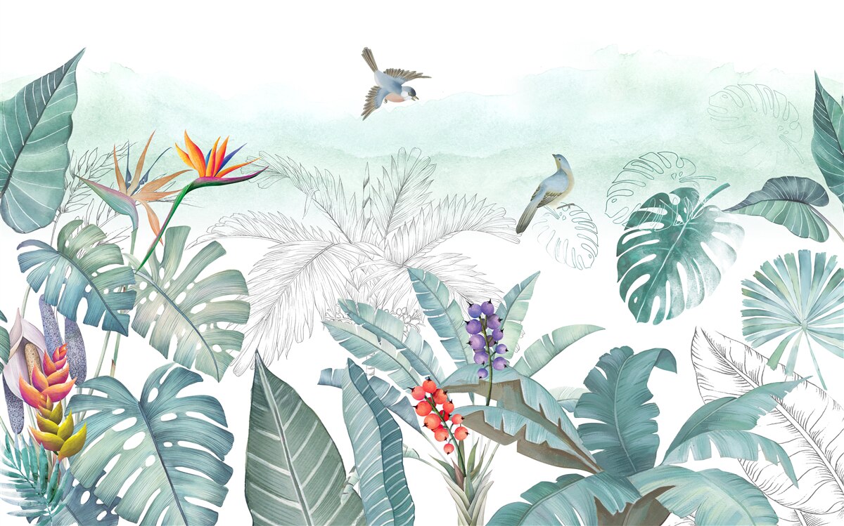 Fototapet frunze verzi de vegetație tropicală