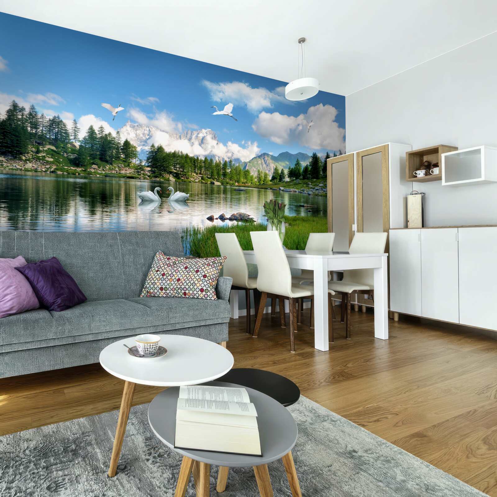 Fototapet zi de vară lacuri calme în munți