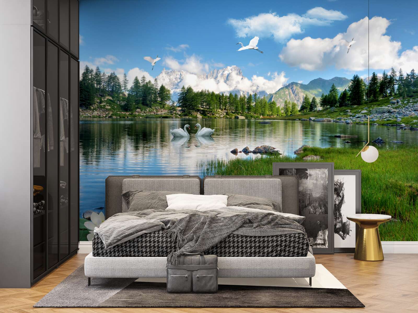 Fototapet zi de vară lacuri calme în munți