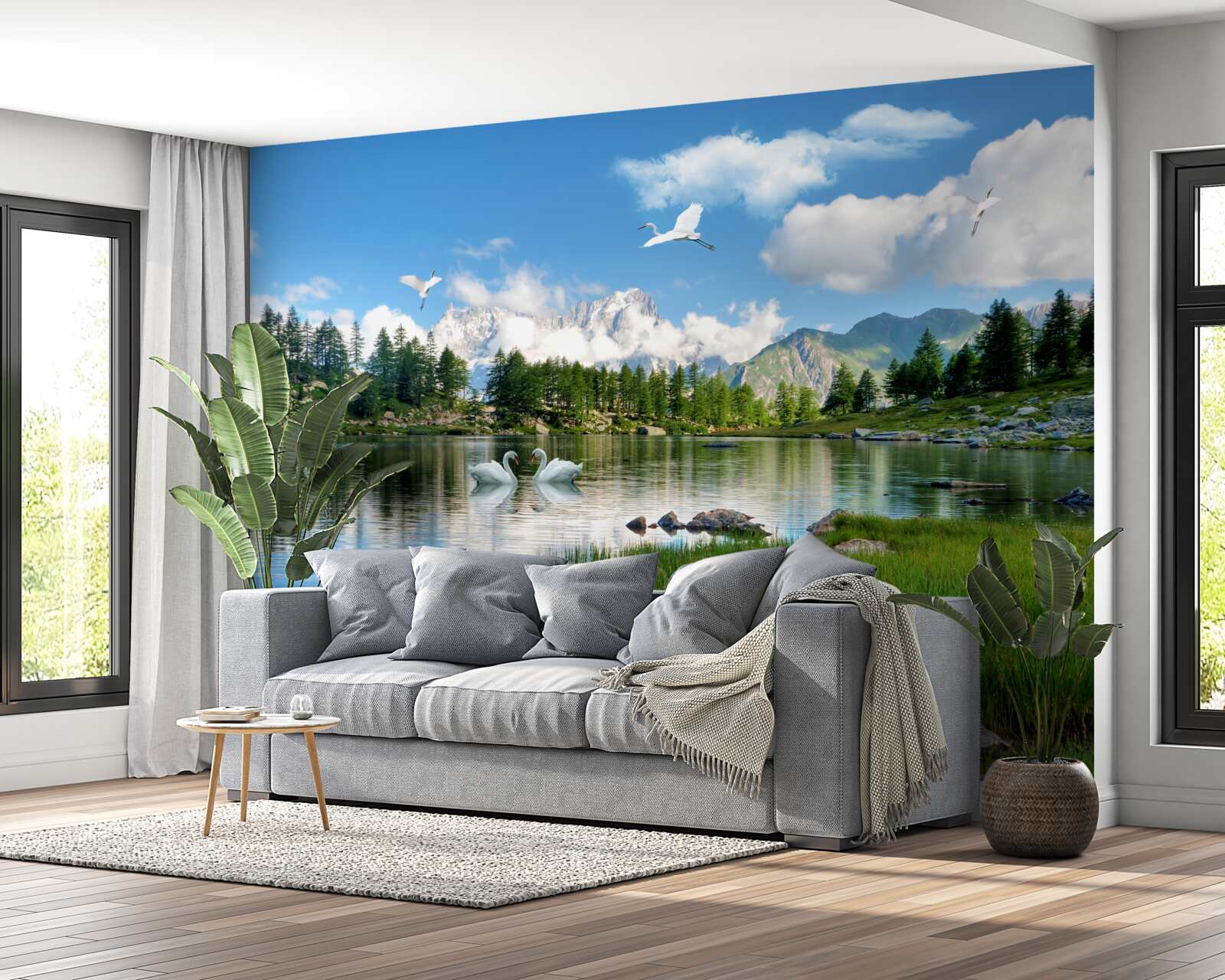 Fototapet zi de vară lacuri calme în munți