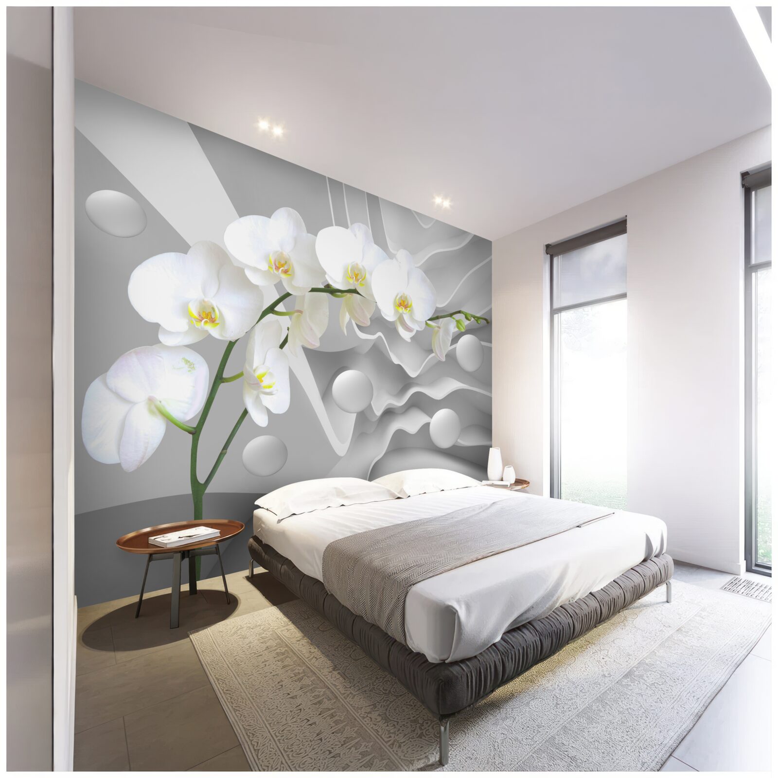 Fototapet abstractizare a unei orhidee albe grațioase