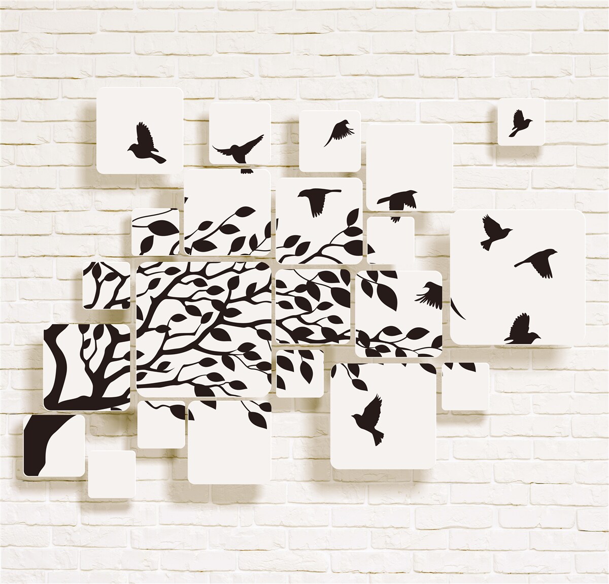 Fototapet păsările părăsesc copacul sub o rafală de vânt