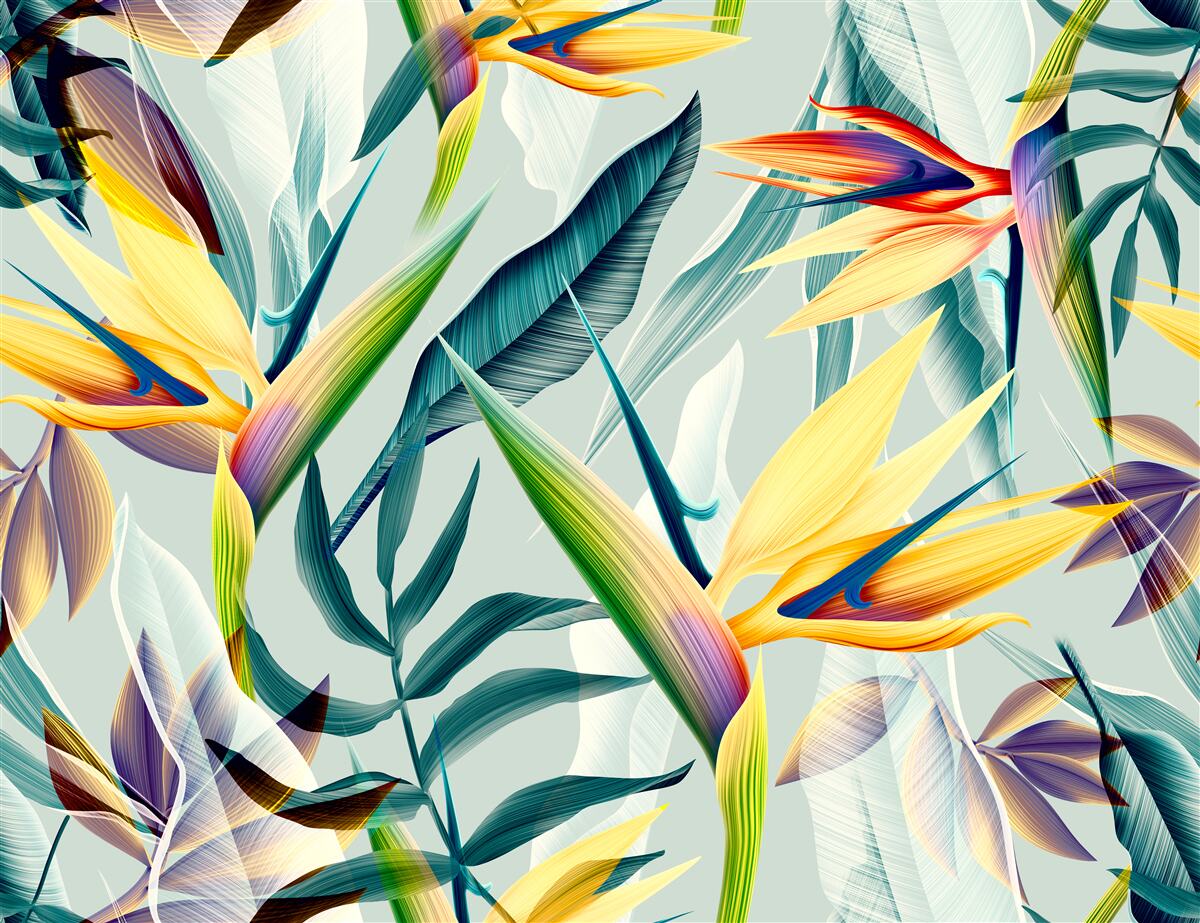 Fototapet frunze în culori diferite într-o pădure tropicală