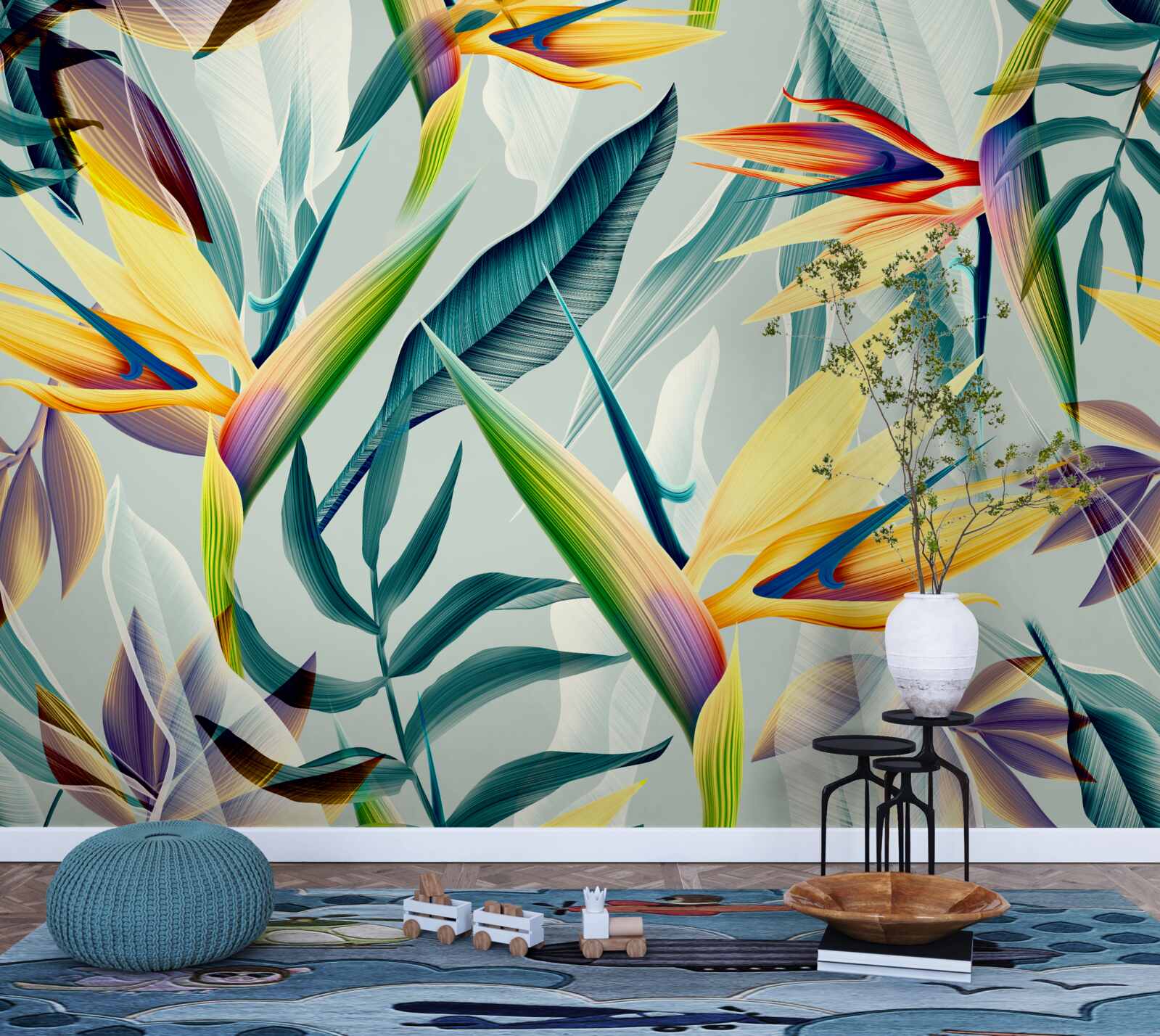 Fototapet frunze în culori diferite într-o pădure tropicală