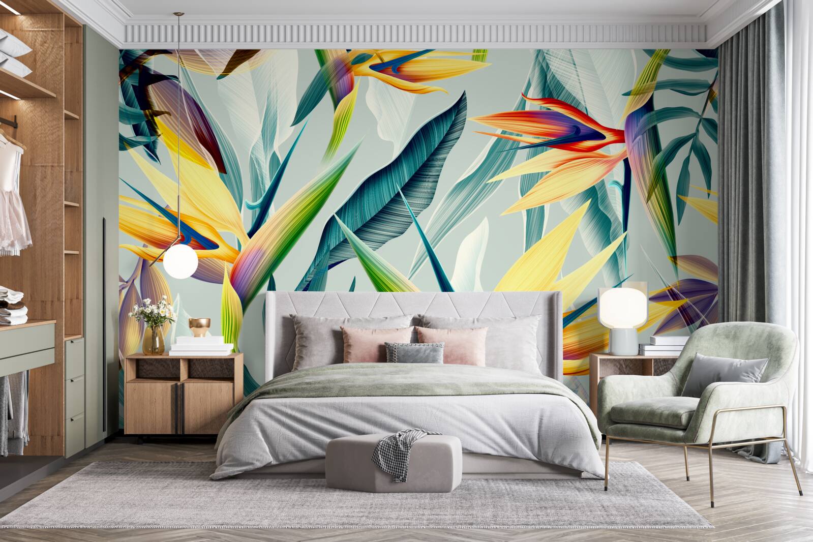 Fototapet frunze în culori diferite într-o pădure tropicală