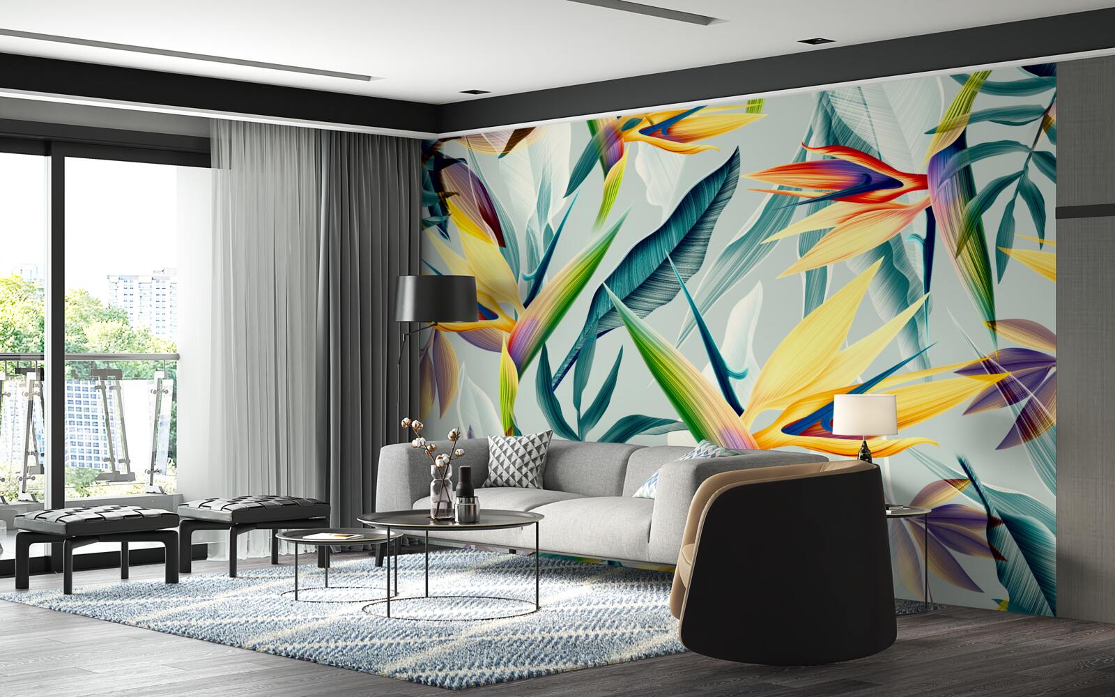 Fototapet frunze în culori diferite într-o pădure tropicală