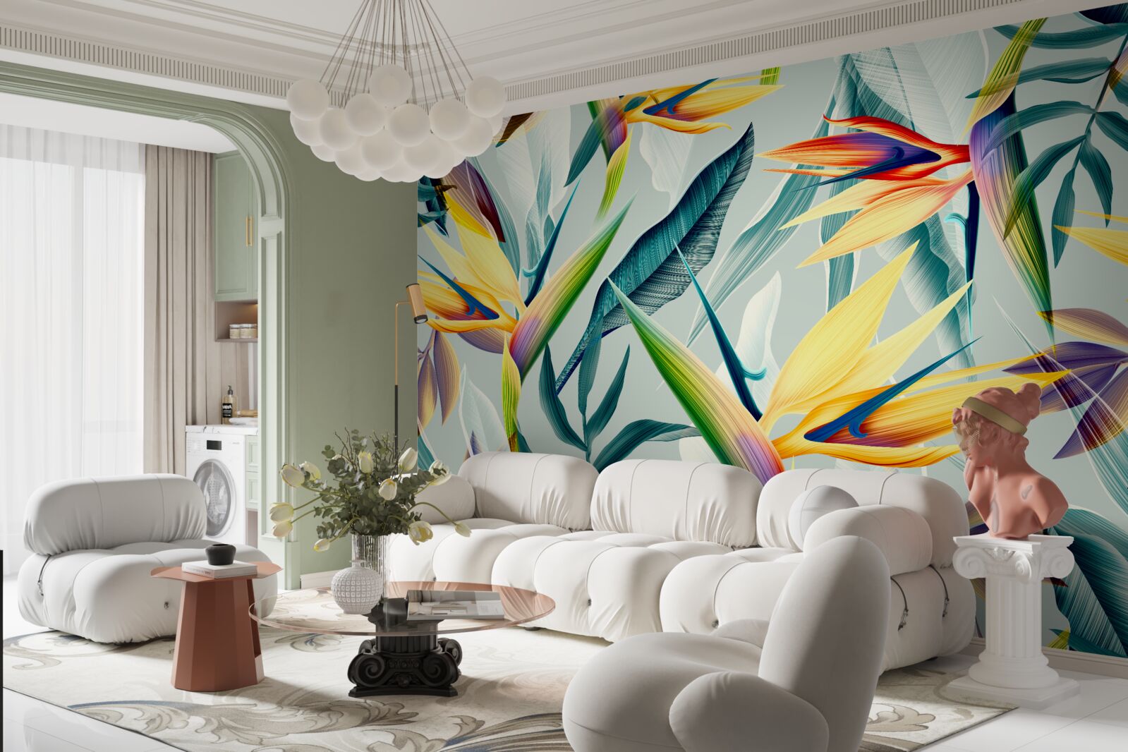 Fototapet frunze în culori diferite într-o pădure tropicală