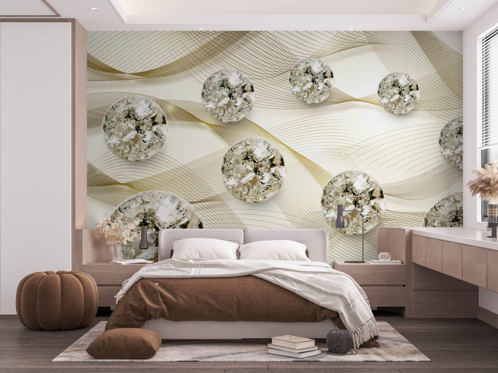 Fototapet articole delicate din mătase decorate cu diamante