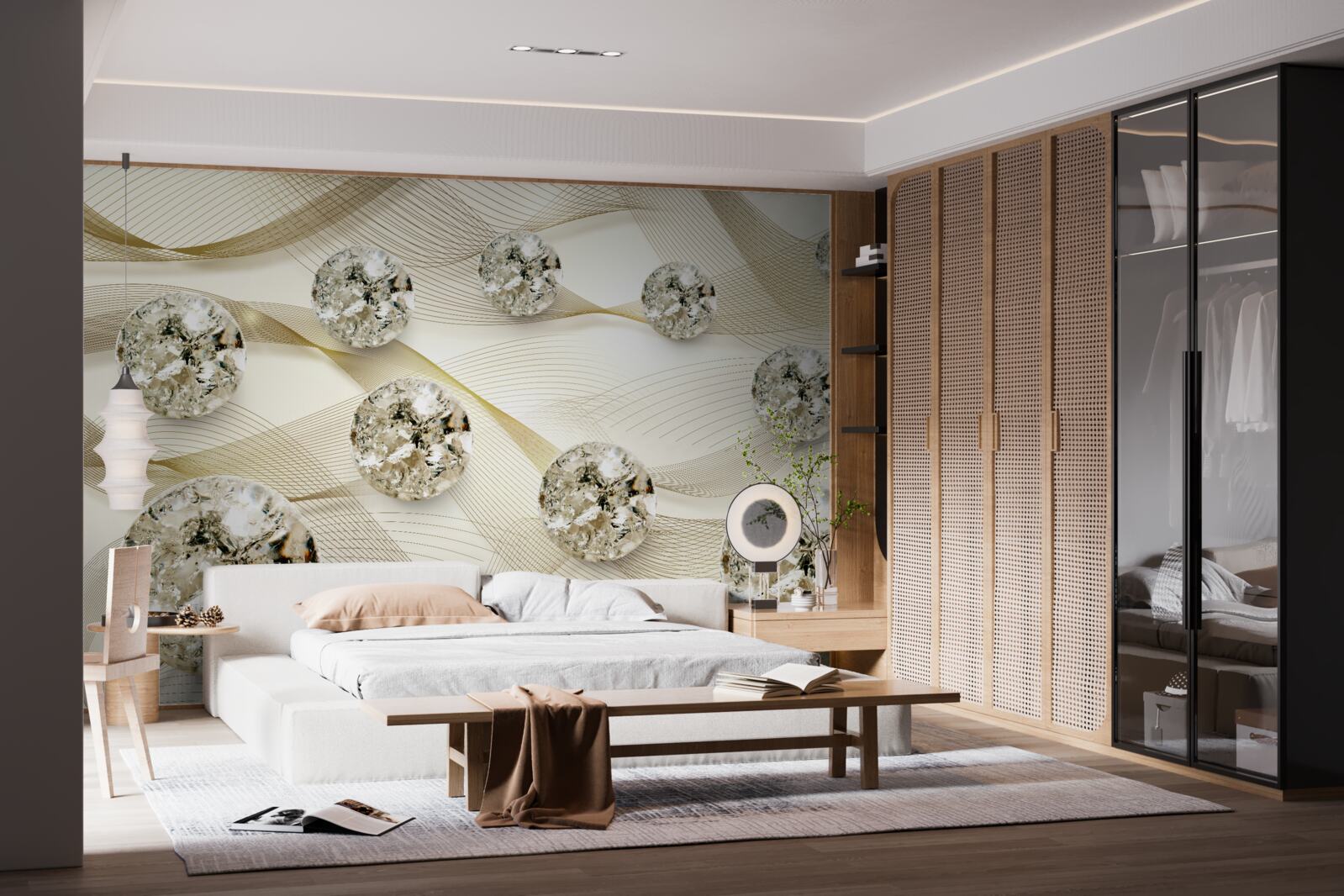 Fototapet articole delicate din mătase decorate cu diamante