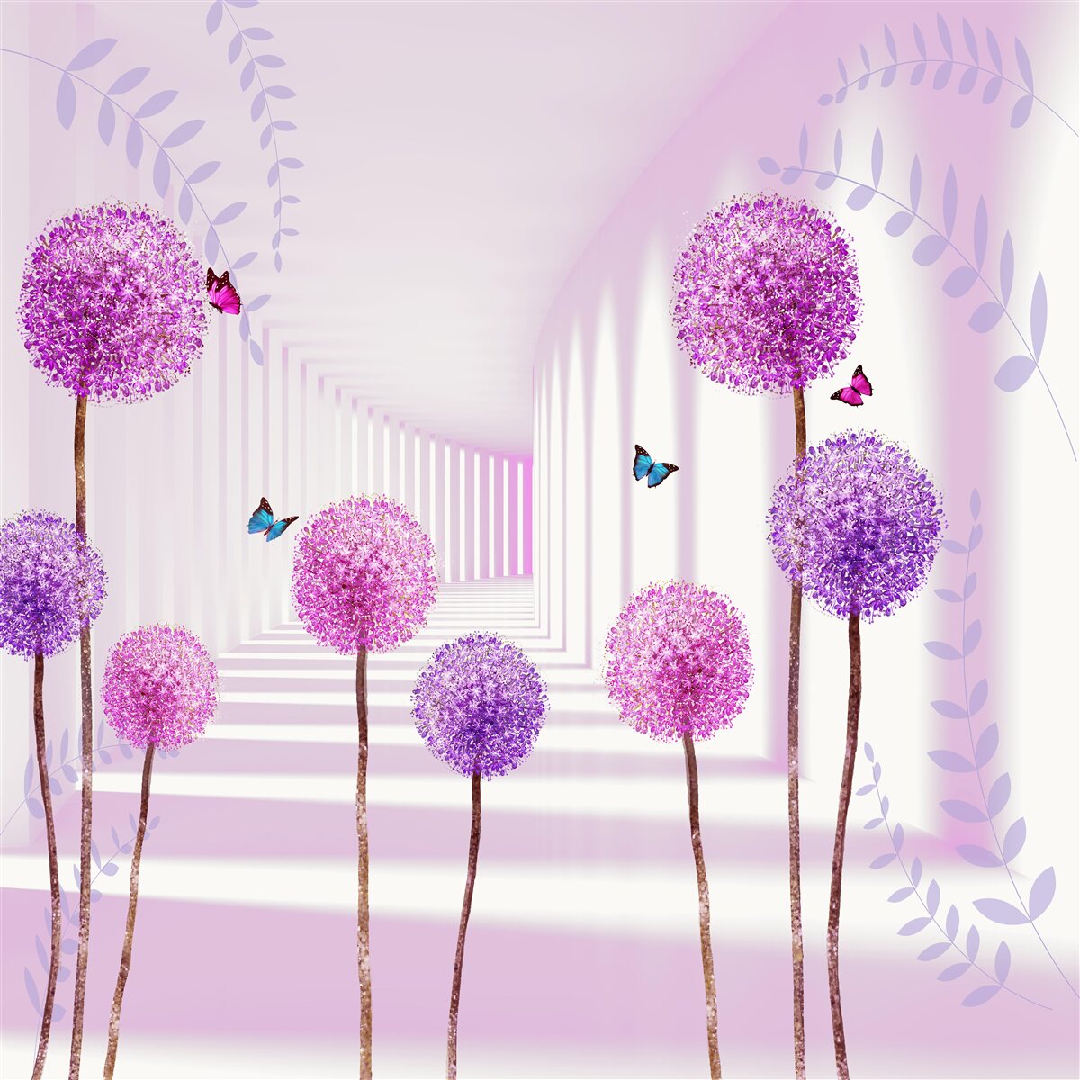 Fototapet millipedes purpurii în tunelul care se retrage