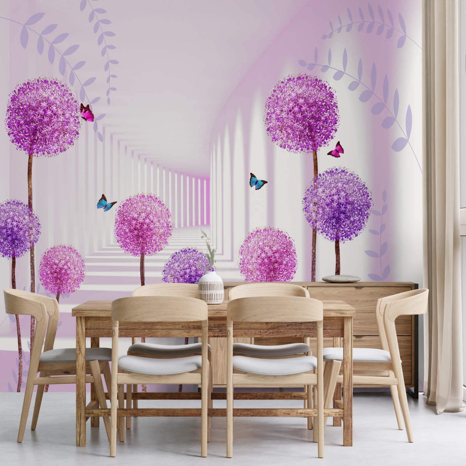 Fototapet millipedes purpurii în tunelul care se retrage