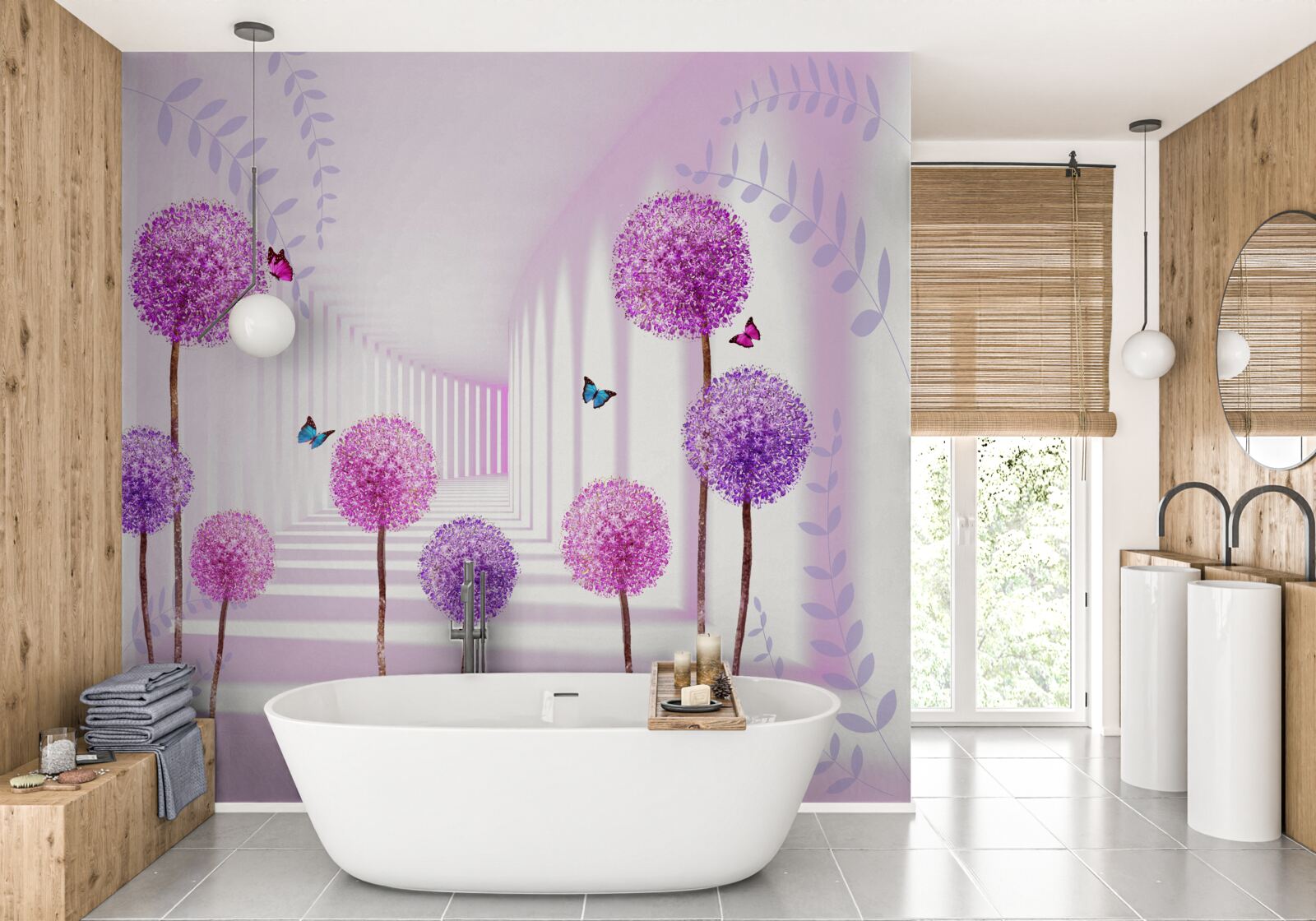 Fototapet millipedes purpurii în tunelul care se retrage