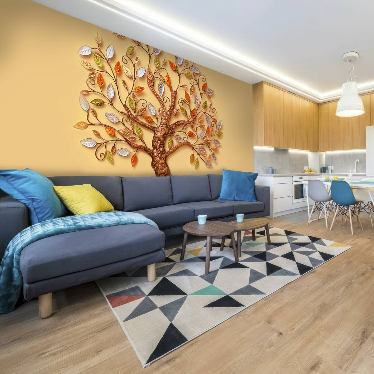 Fototapet lemn de metal pe un fundal maro