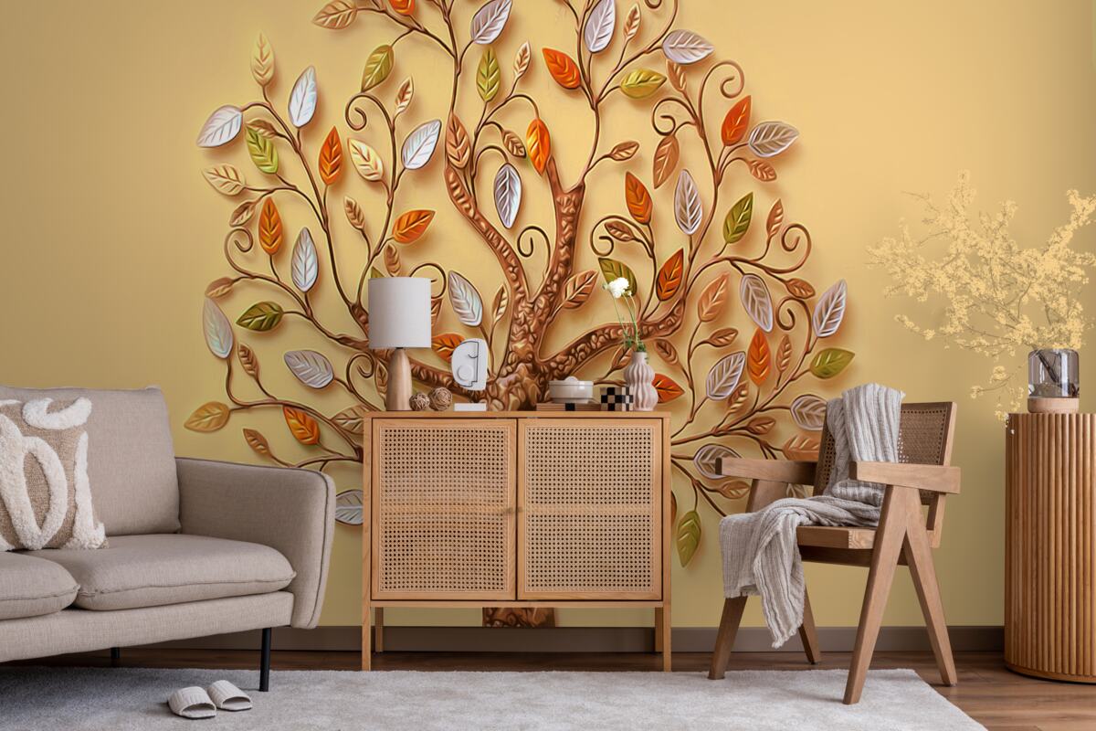 Fototapet lemn de metal pe un fundal maro