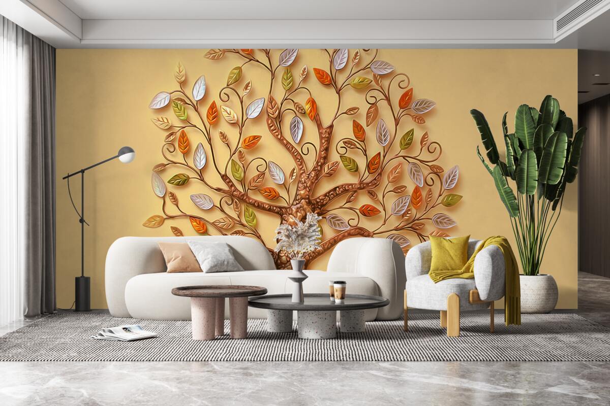 Fototapet lemn de metal pe un fundal maro