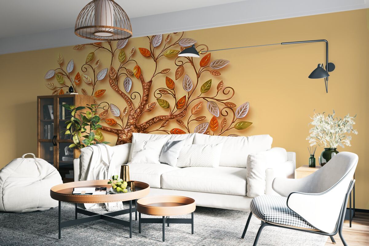 Fototapet lemn de metal pe un fundal maro