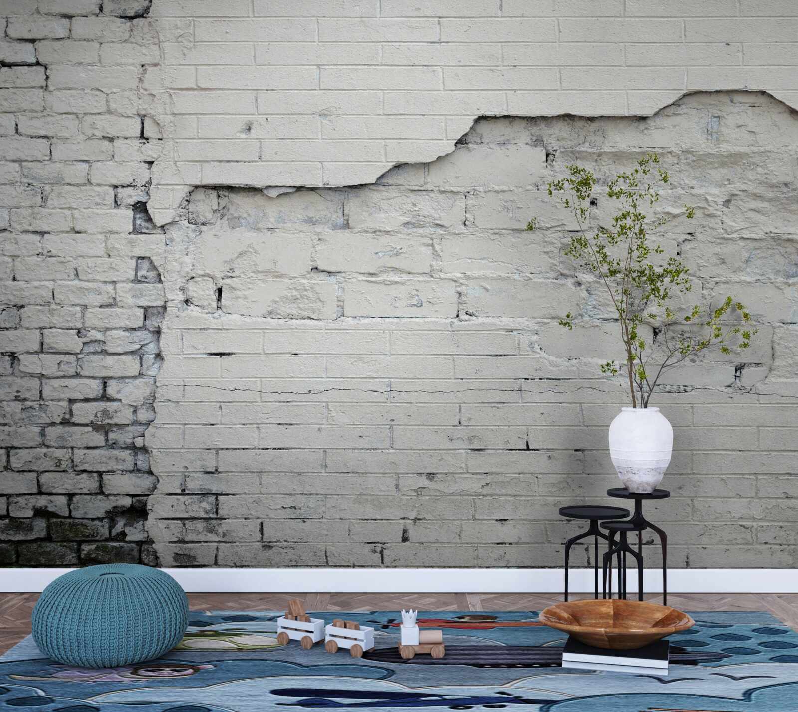 Fototapet piatră gri și zid de cărămidă