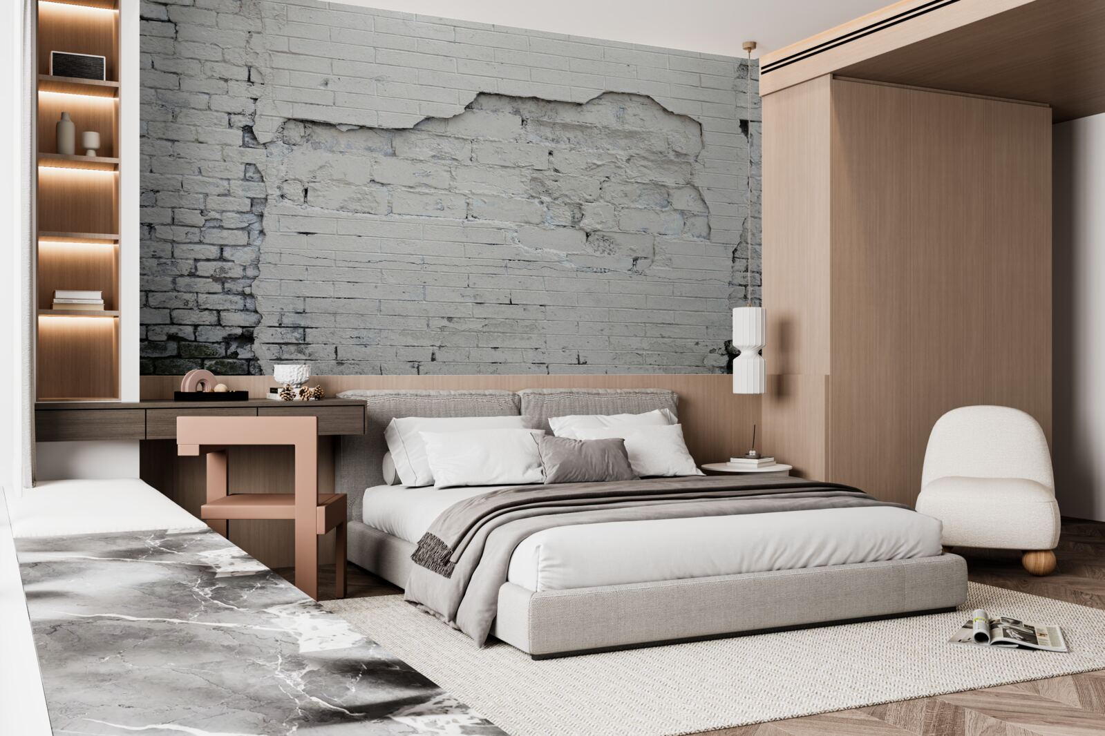 Fototapet piatră gri și zid de cărămidă