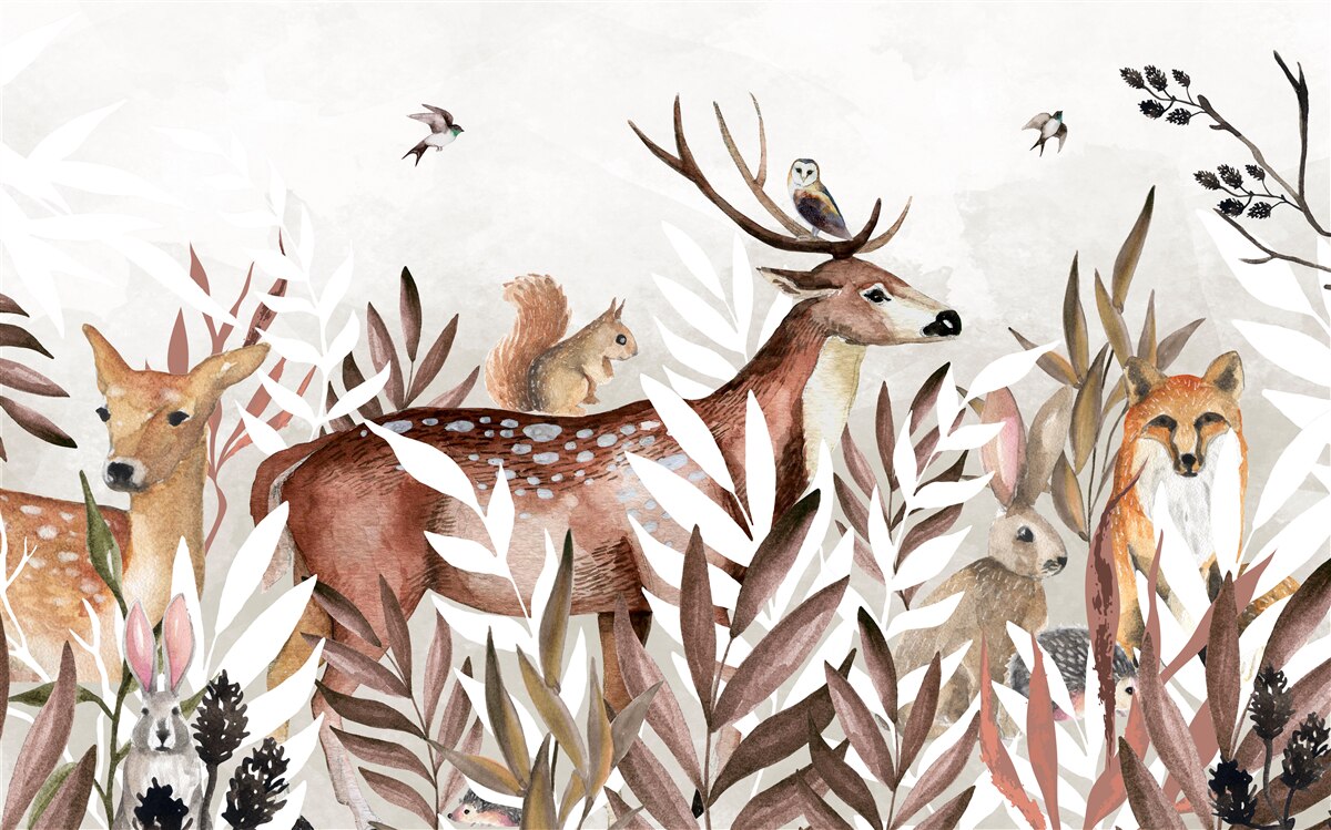 Fototapet locuitori ai pădurilor și plante