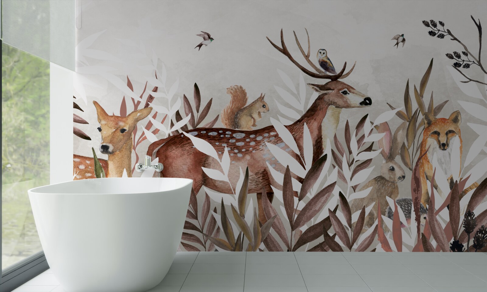 Fototapet locuitori ai pădurilor și plante