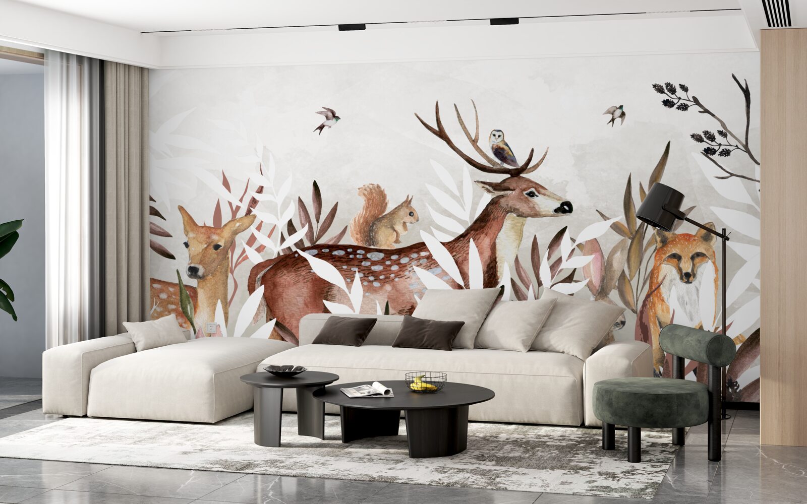 Fototapet locuitori ai pădurilor și plante