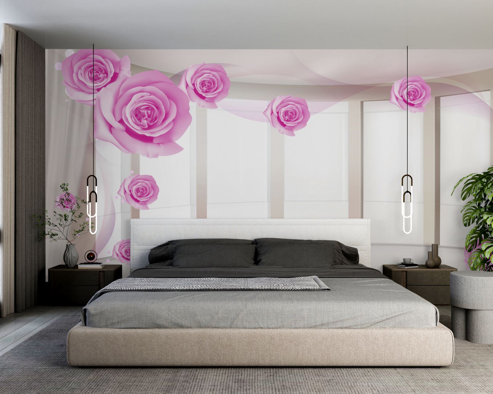 Fototapet trandafiri roz au înflorit pe balconul spațios