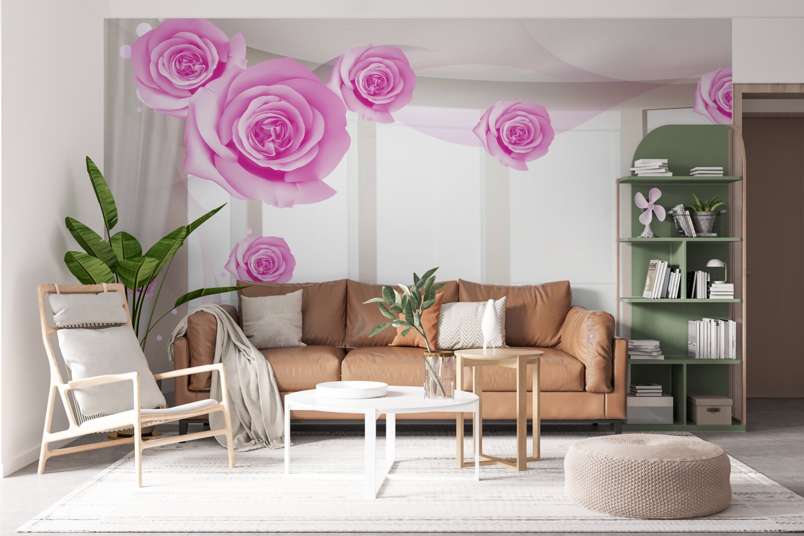 Fototapet trandafiri roz au înflorit pe balconul spațios